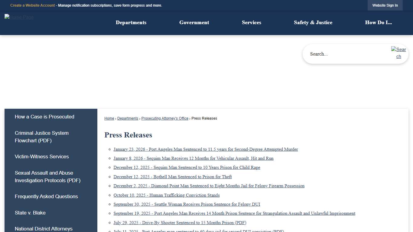 Press Releases Clallam County, WA